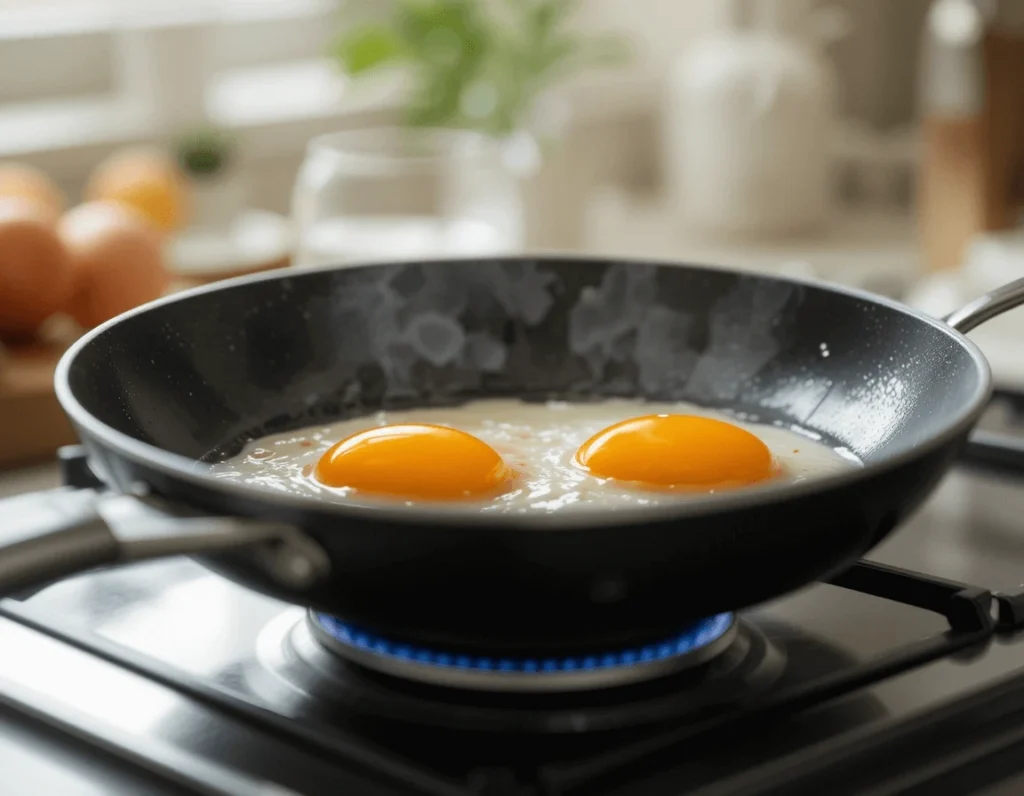 How to Make the Perfect Avocado Toast with Egg: A Delicious and Healthy Breakfast Recipe 8 Frying eggs for avocado toast with a runny yolk