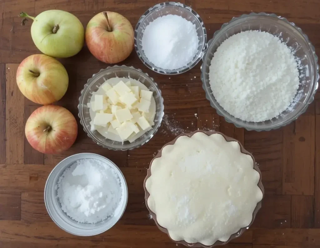 Apple Pie Bubble Up – The Ultimate Easy Dessert with a Sweet Surprise 6 Ingredients for making Apple Pie Bubble on a countertop.