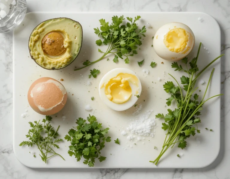 How to Make the Perfect Avocado Toast with Egg: A Delicious and Healthy Breakfast Recipe 11 "Ingredients for avocado toast with egg laid out on a cutting board