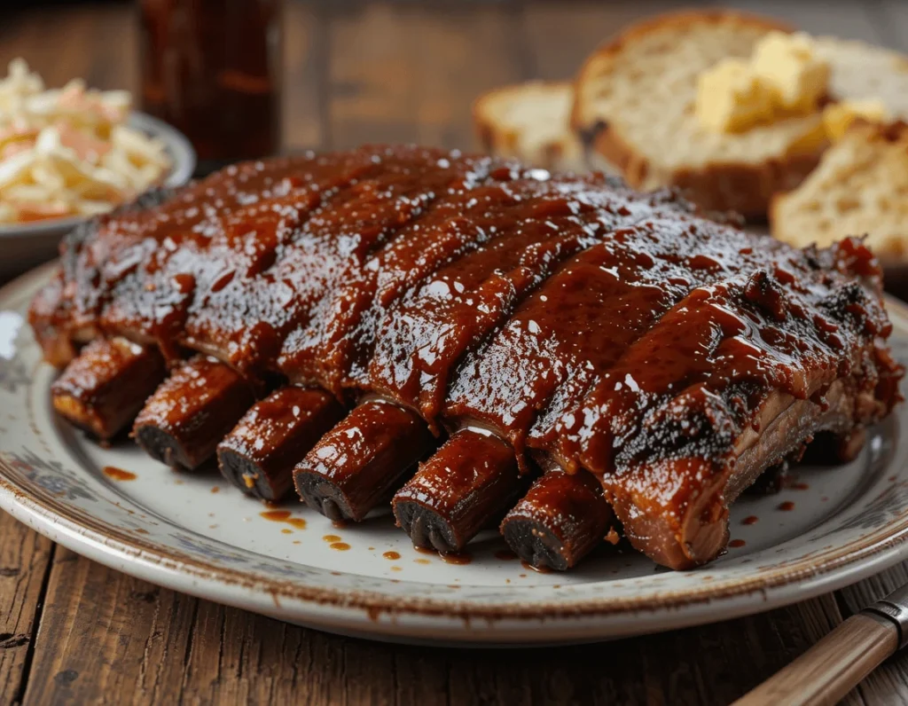 Barbecue Country Style Ribs: The Ultimate Guide to Delicious Grilling and Cooking Techniques 7 Plate of tender barbecue country style ribs served with classic sides like coleslaw and cornbread.