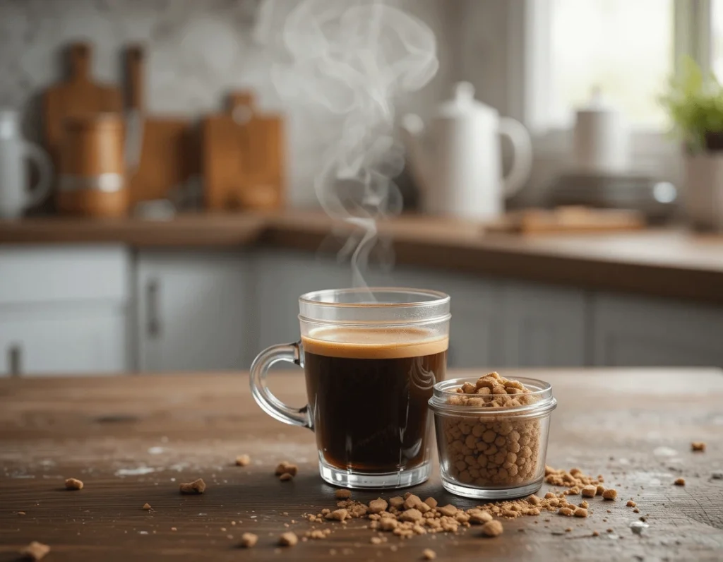 Iced Brown Sugar Shaken Espresso: The Ultimate Guide to This Trendy Drink 7 Espresso and Brown Sugar Syrup on a Wooden Countertop