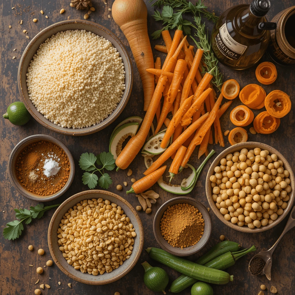 couscous-marocain-ingredients.jpg Ingredients for making couscous marocain at home"