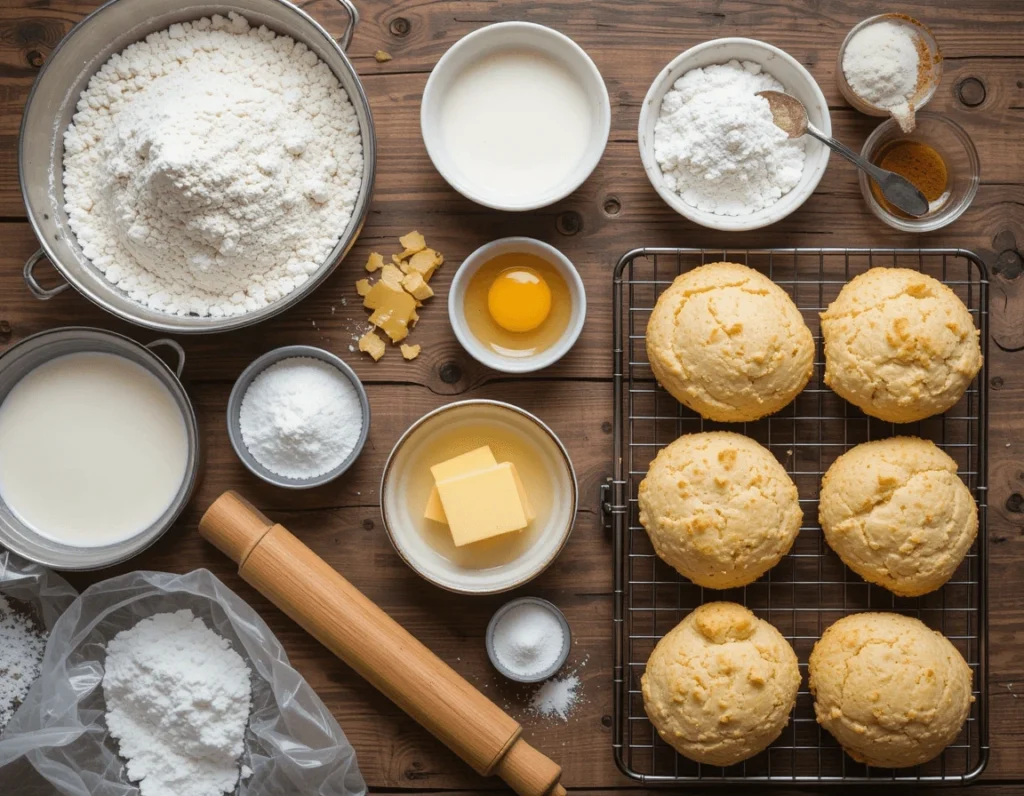 Afternoon Tea Scones: The Ultimate Guide to Making, Serving, and Enjoying Them 10 Ingredients for baking afternoon tea scones on a kitchen counter