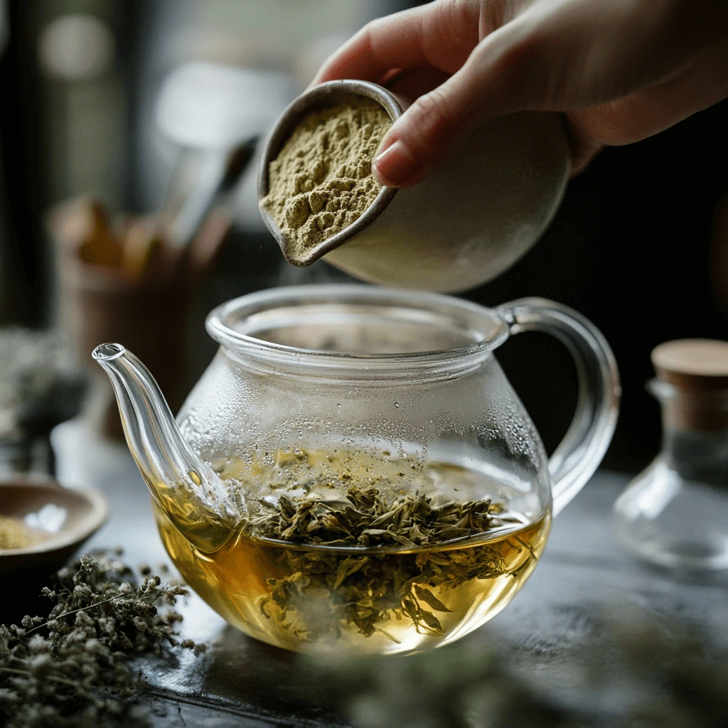 Natural Mounjaro Recipe: Safe and Powerful Weight Loss Guide 10 Adding natural powders to hot water for Mounjaro tea